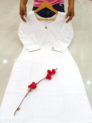 white plain khadi cotton kurti for women and girl