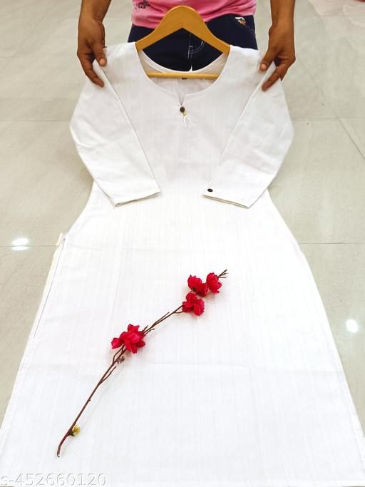 white plain khadi cotton kurti for women and girl