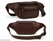 Waist Bag for Men and Women Brown Premium Faux Leather Waist Bag with Multiple Zipper Compartments, Adjustable Strap and Secure Buckle Closure, Stylish Fanny Pack for Travel, Shopping, Daily Use, Casual Outings and Outdoor Activities