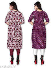 Women’s Printed Crepe Kurti | Stylish Fashion Kurta for Daily Wear | combo of 2 | pack of 2