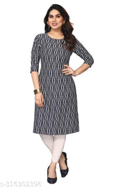 Women Printed Crepe Straight Kurti