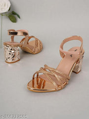 IKAGI Women's Fashion Sandals | Faux Leather Comfortable and Stylish Heel | For Wedding Occasion| For Women & Girls