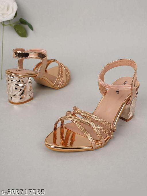 IKAGI Women's Fashion Sandals | Faux Leather Comfortable and Stylish Heel | For Wedding Occasion| For Women & Girls