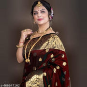 Premium Women's Jacquard Banarasi Silk Saree with Zari Woven Design, Ideal for Weddings & Festivals, Includes Unstitched Blouse Piece for Elegant Ethnic Wear