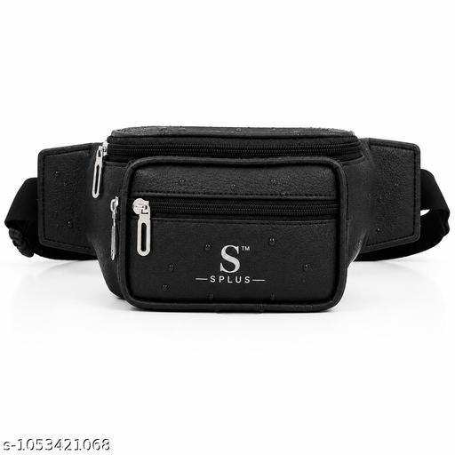 Black Waist Bag for Men & Women | Fanny Pack Belt Bag | Multi Pocket Waist Pouch | Travel Sling Bag | Crossbody Bag | Stylish Adjustable Waist Bag