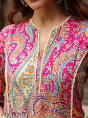 Stylish Look Pink Print  Strate Kurti