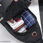 Waterproof Oxford Cloth Messenger Bag Sling Bag for Men & Women, Crossbody Shoulder Chest Bag, Small Anti-Theft Travel Personal Pocket Bag, Casual Backpack – Black