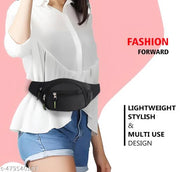 Flikker: Men's Black Waist Bag || Waist Bag For Men || Stylish Chest Bag For Women Belt Bag || Unisex Crossbody Side Bag For Boys Small Pouch Fanny Pack For Girls Swag Bag for Man Hip Bag (Black, Pack of: 1)