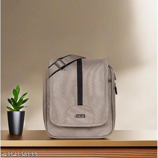 LOREM Grey Stylish PVC Coated Matty Fabric Cross Body Sling Bag For Men SL10