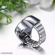 AJS Ring Watch for Women and Men Analog Quartz Watch Arabic Numerals Dial Elastic Band Creative Finger Watch