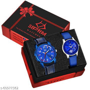 SEPTEM Septem Blue Combo Set of 2 Stylish Rich Professional Look Designe Analog Watch - For Couple