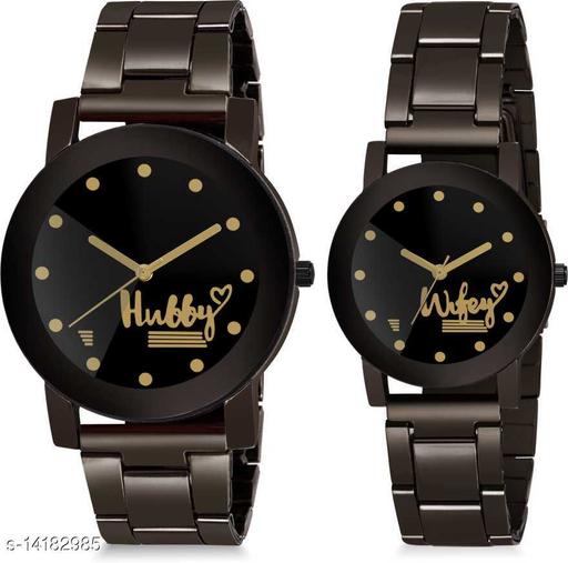Skylark Hubby & Wifey Couple watch Dial Stainless Steel Chrome Plated Analog watch Analog Watch - For Couple