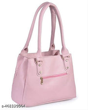 Fristo Elegant Pink Structured Handbag | Durable Water-Resistant PU Leather Shoulder Bag for Ladies | 3-Section Spacious Ladies Bag