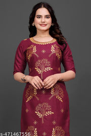 Explore our Women and Girl's Embroidered Cotton Straight A-Line Kurti collection, perfect for party wear, wedding wear, and formal wear Plus Size -S,M,L,XL,XXL,2XL ( New Arrival New Design Fashionable Kurti A-Line kurti  )