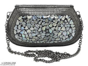 Shakuntala Textiles Handmade Antique Stone Bag Ethnic Clutch - Metal Bag Perfect for Parties, Fits All Cellphone Models
