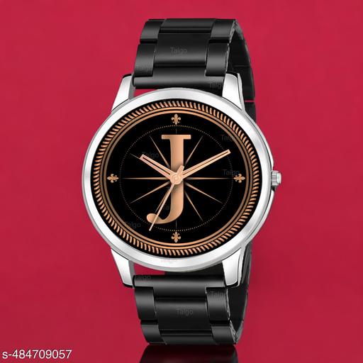 Talgo Analog Round Black Dial ALPHABET J Design Stylish Black Silicone Strap Classic Design Fancy Wrist Watch for Men and Boys, Pack of 1 - ALP-J-NEWAVO-SIL-CDBLK