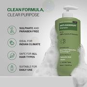 Bare Anatomy Anti-Dandruff Shampoo | Up To 100% Dandruff Reduction | ZPTO-Free | pH 5.3 | Salicylic Acid, Piroctone Olamine, Biotin & Menthol | Non-Drying Formula | Suitable for Men & Women |