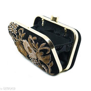 Attractive Women's Black Velvet Clutch