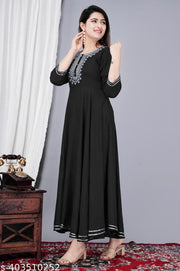 Women Solid Rayon Fabric Women Kurti With Embroider On Yoke