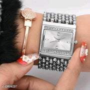 HRV Rectangle Silver Multiline Diamond Diamond Cash New Women Watch