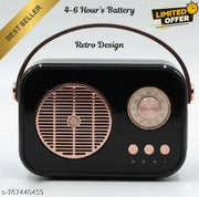 H&T Vintage Style Portable Bluetooth Speaker Black Gold – Retro Look with LED Glow, Bluetooth/AUX/USB/TF Support, Perfect Gift for Music Lovers