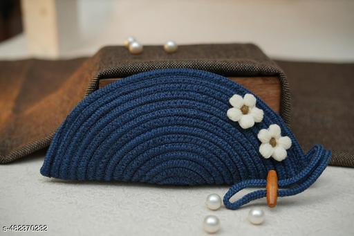 Ariya Decor Clutches Purse For Women Handmade Handbag For Women Bag For Casual And Party Wear Look, Beautifull Flower Look - (Blue)