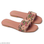 Women's Premium Floral Embroidered Toe Ring Flats for Women | Designer Open Toe Slip-On Casual & Party Wear Footwear