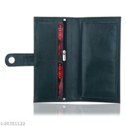 SHAMRIZ Unisex Leather Long Wallet – Stylish, RFID-Protected Cardholder with Zipper Pocket & Magnetic Snap Closure – Premium Genuine Leather for Men & Women