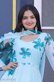 Jash Creation Fancy Printed Kurti Dupatta Set With Belt For Women