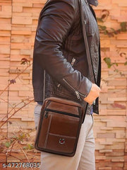 True Indian PU leather sling bag, Cross Body Bag Men’s | Stylish Shoulder Bag Men | Versatile Hand Bag for Men | Ideal for Travel & Office | Sling Bag Mini Passport Shoulder Strap Bag