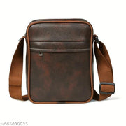 Men Sling Bag Brown | PU Leather Crossbody Side Bag | Stylish Messenger Bag for Men | Compact & Stylish Side Bag Travel Office and daily use
