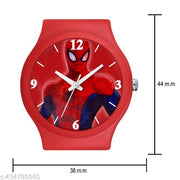 Quartz Analog Red Spiderman Dial Silicon Strap Watch for Kids