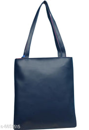 Attractive Women's Navy Blue Leather Tote Bags