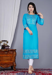 Sagsi Women Rayon Ethnic Wear for Casual and Festive Occasions Gold Printed Straight Fit Kurti ( Maroon ) |Ethnic Kurti for Women| Kurtis & Kurtas | Simple & Party Wear Kurti|