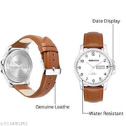 Analog New Track Number Dial Day Date Leather Strap Watch for Men – Premium Quality, Trending, Best Gift Pack. Brown Leather, White Dial. Celeb Choice, Most Selling Watch for Men/Boys. Perfect for Gents & Teens.