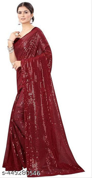 Line Sequin Work Embroidered Bollywood Saree
