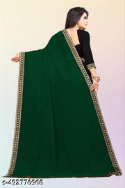 A stunning Georgette saree adorned with elegant Maharani lace.