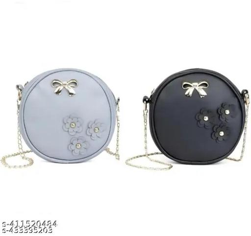 Stylish sling bag for girls and 2 pcs black gery