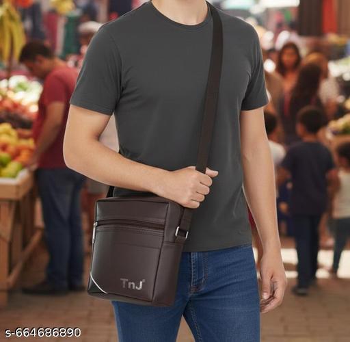 TnJ Premium Leather Crossbody Messenger Bag, Premium Crossbody Messenger Bag for Men & Women ( Brown )