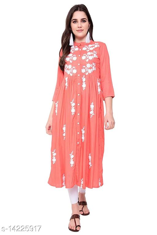 PURVIJA KURTIES STYLISH WHITE EMBROIDERED FLARED KURTA
