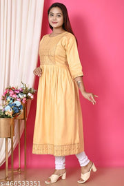 Urban Butterfly's Women stylish and trendy ethnic cotton embroidered kurti for women