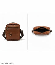 Stylish Brown Leather Sling Bag For Men & Women For Travelling & Casual Use Waterproof Sling Bag (Brown, 3 L)