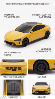 Tesla Mini Car Shape Bluetooth Speaker Wireless Portable Soundbox with HD Bass, FM Radio, AUX, TF Card, USB & LED Lights