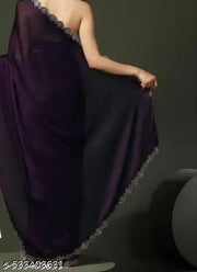 Trending New Satin Silk Saree With Beads And Stone Work Border Lace And Fancy Unstiched Blouse