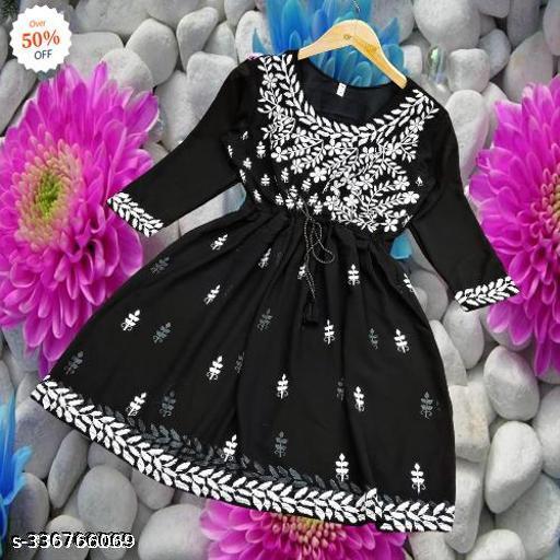 Shri New Ladli Exclusive Trending Women Stylish New Embroidery Kurti & Tunic For Girls & Womens Black