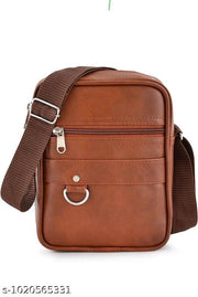 Men's Premium PU Leather Crossbody Sling Bag | Stylish Messenger Side Bag with Multiple Zip Pockets | Adjustable Shoulder Strap | Travel Office Casual Daily Use