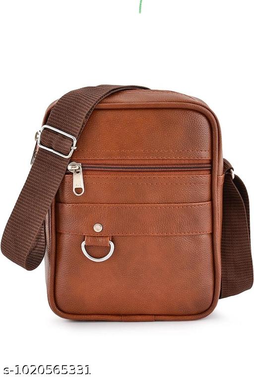Men's Premium PU Leather Crossbody Sling Bag | Stylish Messenger Side Bag with Multiple Zip Pockets | Adjustable Shoulder Strap | Travel Office Casual Daily Use