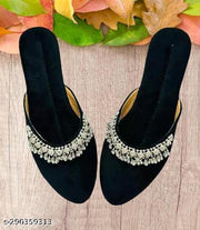 ZadZed Women's Designer Rajasthani Jutti | Velvet Embellished Slip-On Ethnic Footwear for Festive & Casual Wear