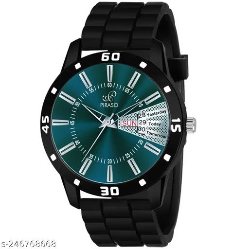 ANALOG DAY&DATE WORKING DISPLAY TURQUOISE DIAL&BLACK STRAP WATCH FOR MEN&BOYS