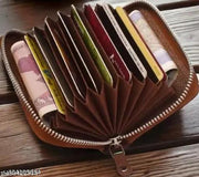 High Quality Zipper, 9 Slots Leather Credit Card Holder | ATM Card Holder For Mens and Womens (PACK OF 1)(Light Brown)